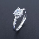 Luxurious Sterling Silver CZ Halo Ring Silver 925 One Stone For Wedding Bridal