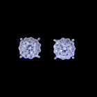 Simple Cubic Zirconia Stud Earrings One Main Stone 925 Silver Jewelry For Ladies