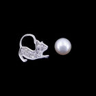 Personalized Silver Pearl Earrings / Hollow Style Round Pearl Stud Earrings