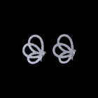 Half Sterling Silver Hoop Earrings / Charm Silver Stud Earrings Jewelry Display
